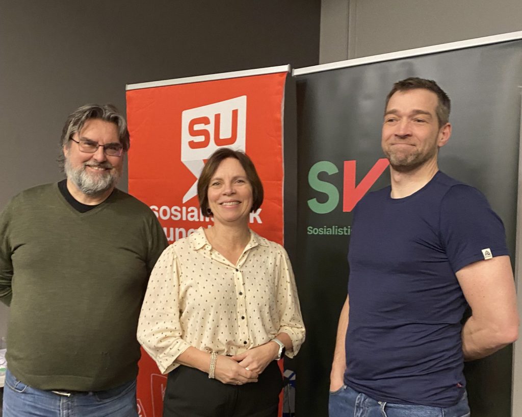 Leder Hogne Pettersen til venstre, Monica Wessel Nordeng og Jarle Jørgensen.